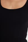 Kadın Slim Fit Dar Kesim Pamuklu Kare Yaka Kısa Kollu Siyah Tişört