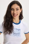 KADIN BASKILI ADU CROP   TİŞÖRT