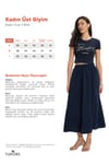 Kadın Slim Fit Dar Kesim %100 Pamuk Bisiklet Yaka Kısa Kollu Baskılı Lacivert Crop Tişört