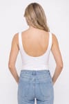Kadın Slim Fit Dar Kesim Askılı Kare Yaka Sırtı Açık Sandy Kumaş Çıtçıtlı Beyaz Body