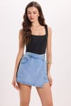 Kadın Slim Fit Dar Kesim Askılı Kare Yaka Sırtı Açık Sandy Kumaş Çıtçıtlı Siyah Body