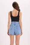Kadın Slim Fit Dar Kesim Askılı Kare Yaka Sırtı Açık Sandy Kumaş Çıtçıtlı Siyah Body