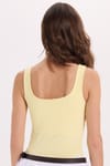 Kadın Slim Fit Dar Kesim Askılı Kare Yaka Sırtı Açık Sandy Kumaş Çıtçıtlı Sarı Body