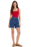 Kadın Slim Fit Dar Kesim Askılı Kare Yaka Sırtı Açık Sandy Kumaş Çıtçıtlı Bordo Body