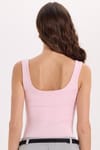 Kadın Slim Fit Dar Kesim Askılı Kare Yaka Sırtı Açık Sandy Kumaş Çıtçıtlı Pembe Body
