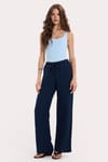 Kadın Slim Fit Dar Kesim Askılı Kare Yaka Sırtı Açık Sandy Kumaş Çıtçıtlı Mavi Body