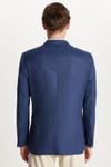 Erkek Slim Fit Mono Yaka Çift Yırtmaçlı Casual İndigo Tek Ceket