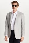 Erkek Slim Fit Mono Yaka Çift Yırtmaçlı Casual Gri Tek Ceket