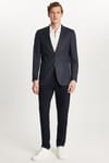 Erkek Slim Fit Mono Yaka Çift Yırtmaçlı Casual Lacivert Tek Ceket