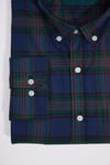 Büyük Beden Düğmeli Yaka Küçük Kareli Pamuklu Erkek Gömlek