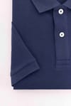 Erkek Slim Fit Dar Kesim %100 Pamuk Düz Pike Lacivert Polo Yaka Tişört