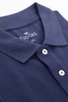 Erkek Slim Fit Dar Kesim %100 Pamuk Düz Pike Lacivert Polo Yaka Tişört