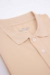 Erkek Slim Fit Dar Kesim %100 Pamuk Düz Pike Bej Polo Yaka Tişört