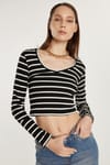 KADIN BLUZ ÇİZGİLİ RİBANA S0017230