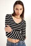 KADIN BLUZ ÇİZGİLİ RİBANA S0017230