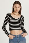 KADIN BLUZ ÇİZGİLİ RİBANA S0017230