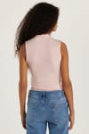 Kadın Slim Fit Viskon Sıfır Kol Boğazlı Gül Kurusu Bluz