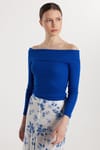 Kadın Slim Fit Modal Kumaş Düz Pamuklu Straplez Mavi Bluz