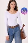 Kadın Slim Fit Dar Kesim Uzun Kollu Viskon Beyaz Bluz