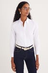 Kadın Slim Fit Dar Kesim Uzun Kollu Pamuklu Vücuda Oturan Dokulu Beyaz Basic Gömlek