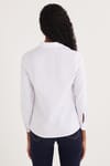 Kadın Slim Fit Dar Kesim Uzun Kollu Pamuklu Vücuda Oturan Dokulu Beyaz Basic Gömlek