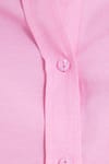 Kadın Slim Fit Dar Kesim Uzun Kollu Pamuklu Vücuda Oturan Dokulu Pembe Basic Gömlek
