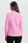 Kadın Slim Fit Dar Kesim Uzun Kollu Pamuklu Vücuda Oturan Dokulu Pembe Basic Gömlek
