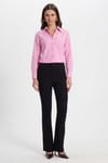 Kadın Slim Fit Dar Kesim Uzun Kollu Pamuklu Vücuda Oturan Dokulu Pembe Basic Gömlek