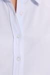 Kadın Slim Fit Dar Kesim Uzun Kollu Pamuklu Vücuda Oturan Dokulu Mavi Basic Gömlek