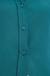 Kadın Slim Fit Dar Kesim Uzun Kollu Pamuklu Vücuda Oturan Dokulu Yeşil Basic Gömlek