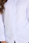 Kadın Slim Fit Dar Kesim Vucüda Oturan Uzun Kollu Gizli Düğme Detaylı Beyaz Basic Gömlek