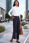 Kadın Slim Fit Dar Kesim Vucüda Oturan Uzun Kollu Gizli Düğme Detaylı Mavi Basic Gömlek