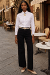 Kadın Slim Fit Dar Kesim Vücuda Oturan Uzun Kollu Beyaz Basic Gömlek