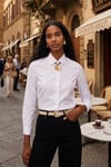 Kadın Slim Fit Dar Kesim Vücuda Oturan Uzun Kollu Beyaz Basic Gömlek