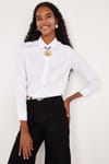 Kadın Slim Fit Dar Kesim Vücuda Oturan Uzun Kollu Beyaz Basic Gömlek