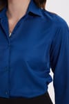 Kadın Slim Fit Dar Kesim Vücuda Oturan Uzun Kollu Lacivert Basic Gömlek