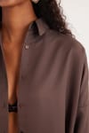 Kadın Oversize Rahat Kesim Spor Yaka Uzun Kollu Basic Düz Gömlek