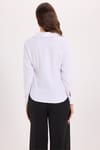 Kadın Slim Fit Dar Kesim Pensli Vucüda Oturan Klasik Yaka Uzun Kollu Likralı Beyaz Gömlek