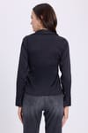 Kadın Slim Fit Dar Kesim Pensli Vucüda Oturan Klasik Yaka Uzun Kollu Likralı Siyah Gömlek