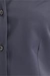 Kadın Slim Fit Dar Kesim Pensli Vucüda Oturan Klasik Yaka Uzun Kollu Likralı Antrasit Gömlek