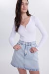 Kadın Slim Fit Dar Kesim Pamuklu V Yaka Beyaz  Bluz