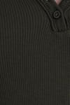 Kadın Slim Fit Dar Kesim Pamuklu V Yaka Haki Bluz