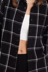 Kadın Slim Fit Dar Kesim Oduncu Tek Cepli Kareli Kışlık Gömlek