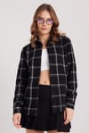 Kadın Slim Fit Dar Kesim Oduncu Tek Cepli Kareli Kışlık Gömlek