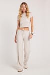 Kadın Slim Fit Dar Kesim Yarım Balıkçı Yaka Kısa Kollu Bej Bluz