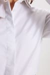 Kadın Slim Fit Dar Kesim %100 Pamuk Spor Yaka Gizli Pat Uzun Kollu Düz Oxford Leke Tutmaz Beyaz Gömlek