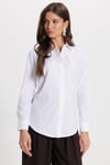 Kadın Slim Fit Dar Kesim %100 Pamuk Spor Yaka Gizli Pat Uzun Kollu Düz Oxford Leke Tutmaz Beyaz Gömlek