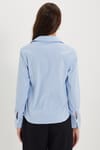 Kadın Slim Fit Dar Kesim Pamuklu Uzun Kollu Çizgili Mavi Kadın Gömlek