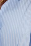 Kadın Slim Fit Dar Kesim Pamuklu Uzun Kollu Çizgili Mavi Kadın Gömlek