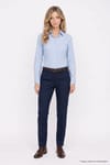 Kadın Slim Fit Dar Kesim Pamuklu Uzun Kollu Çizgili Mavi Kadın Gömlek